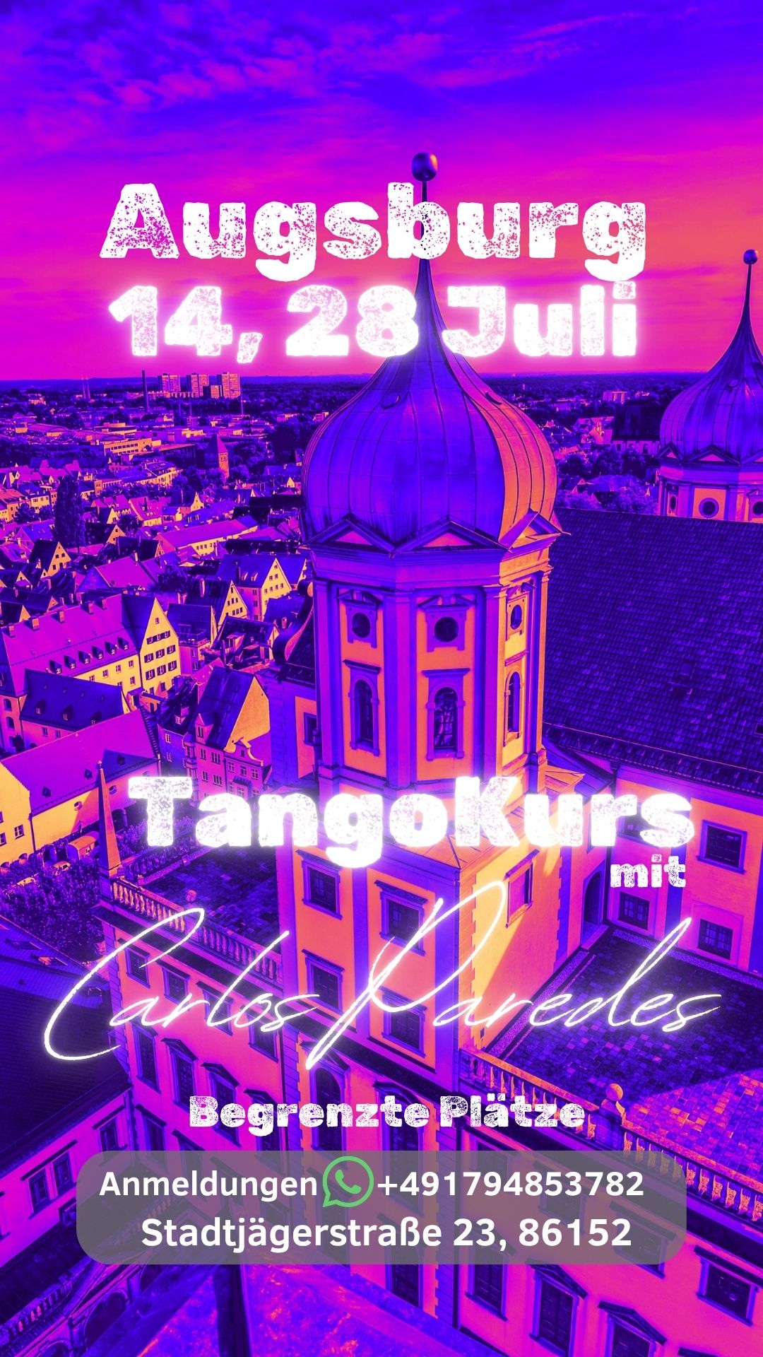 Tango Workshop Augsburg mit Carlos Paredes und internationalen Gastkünstlern am 14. und 28. Juli 2026